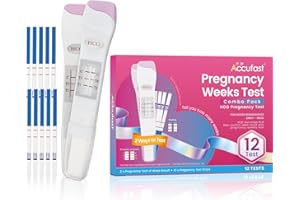 ACCUFAST Test di Gravidanza con Indicatore Settimane, 12PZ HCG Kit Combo - 2x Test di Gravidanza Stick con Settimane 25 MIU/ml, 10x Test Gravidanza Strisce Ultrasensibili 10 MIU/ml - Risultato Rapido
