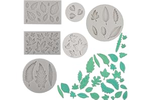 PAOTXPUM 6 PCS Leaf Silicone MoldBLeaves Modeling Fondant Molds for Harvest Thanksgiving Halloween Chocolate Cake Cupcakes Lollipop Decorations Mold DIY Epoxy Resin Clay Tools