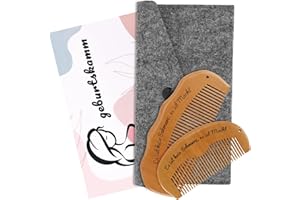 KAEMPE 2 Stück Geburtskamm Wehenkamm, Kamm Frauen, Holzkamm, Geschenk Schwangerschaft, Geschenke für Schwangere für Pregnancy Mutter, Postpartum Essentials