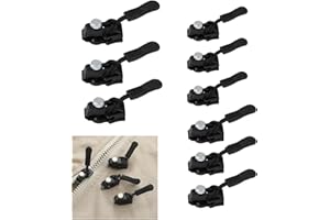 KELTRA 9 Pcs Zip Repair Kit,Zipper Pull Replacement Slider Puller Luggage Zipper Pulls Zippers Sliders Universal Small Instant Zip Fixer Removable Black Zips Head Fastener,for Jacket Coat Bag Jeans Clothes