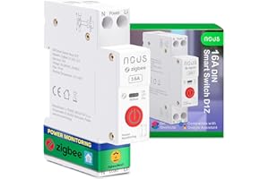 Nous D1Z Zigbee DIN Hutschienen-Schalter, 16A Intelligenter Schalter mit Energieüberwachung, Kompatibel mit Home Assistant, Alexa, Google Home, App-Fernsteuerung, Sprachsteuerung & Timer