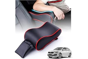 HPiano Armlehnen Polster Auto echtem Rindsleder,Mittelkonsole Auto Armlehnenschoner,Leder Armlehnenkissen für Autos,Auto Armlehnen Auflage, Armlehne Universal Auto Box Pad (Schwarz)