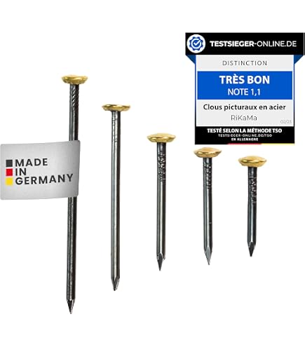 Lot De 90 Clous Pour Tableau Et Cadres – 3 Tailles (25, 26, 35 Mm) – Tête Dorée, Finition Noire – Avec Boîte De Rangement Compartimentée