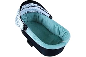 ‎BABYLUX BABYLUX Nestchen für Kinderwagen Stubenwagen BABYWANNE + Matratze 2 Tlg Set Doppelseitig (W105 Velvet Türkis)