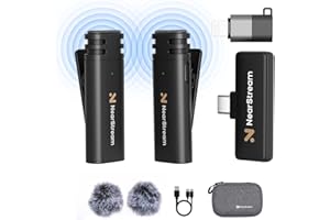 NearStream Mini Wireless Lavalier Mikrofon für PC, Computer, Revers Smartphone, Mikrofon Wireless für Aufnahme, Streaming, Interview, Clip auf Mikrofon mit 6H Dauer, 35ft Reichweite AWM10T