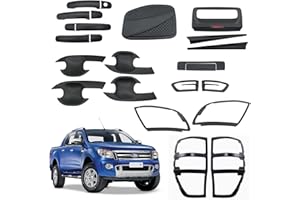 JHCHAN Fits [2011-2015] for Ford Ranger Accessories Wildtrak XL XLT Limited T6 Body Kits Trim Light Guard Side Door Handle Protector Tailgate Handle Signal Wing Mirror Trim Side Vent Cover