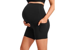 CRZ YOGA Gravidbyxor med fickor 5"/8" | Butterluxe, Extremt mjuk, Skonsam kompression, Yoga, Superhög midja, U-formad mage, Graviditet och efter förlossning