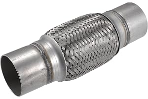 X AUTOHAUX 65x245mm Universal Car Exhaust Flexible Pipe Tubing Silver Tone