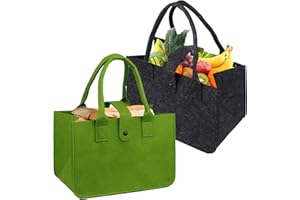 YEGOOKAY Porta Buste Spesa XL 1 Grigio 1 Verde Mobile Portalegna da Interno Borsa Legna per Camino Porta Pellet - Cestino Spesa Porta Coperte da Salotto Cestello Portabottiglie Cesto Biancheria