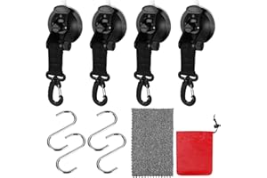 BJBJJIU 4 ganchos con ventosa, gancho de succión al vacío, extra fuerte, anclaje de ventosa giratorio 360° con 4 ganchos en S, correas con ventosas con gancho para tiendas de campaña, lonas, caravanas