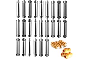 PEIYEE Cannoli Moule,24 Pcs Tubes à Cannoli en Acier Inoxydable,Bricolage Spirale GâTeau Corne Moule,RevêTement AntiadhéSif, Pour Faire Des Rouleaux de CrêPes,Des Rouleaux de Beurre, Des Croissants