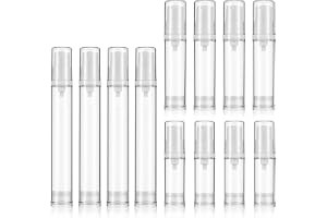 Andibro Reseset med 12 st luftlösa pumpflaskor, 5 ml, 10 ml, 15 ml, påfyllningsbara, klara behållare, läckagesäker, klar plast, kosmetiska pumpflaskor för lotion, foundation gör-det-själv-krämer