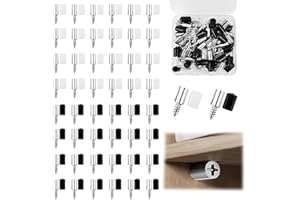 DYMHQ 50 Pezzi Viti Autofilettanti per Supporto Mensola ad Alta Capacità Portante, Ø7mm Supporto Pioli Staffa Laminato, Pioli Vite Integrate Reggimensola con Manicotti Antiscivolo per Ripiani Librerie