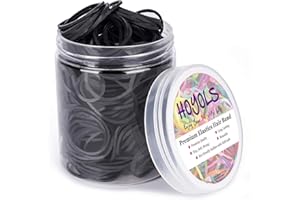 1 1/2” Inches Large Elastics Rubber Bands for Black Hair Ties Braiding Ponytail Holders Plastic Rubberbands for Women Girls Black Hair Crafts Office Supplier Money No Damage for 400pcs (L) by HOYOLS