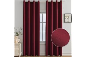 Ystyle Tende Oscuranti per Interni 2 Pezzi, 140x300 CM, Termiche Isolanti, Anti-Rumore, con Anelli, Tenda Moderna Per Camera da Letto e Soggiorno, Bordeaux