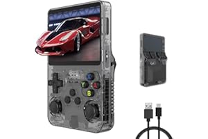 NEXASYMPHY R36S Handheld Game Console, 3.5 inch Retro Handheld Games Consoles IPS Screen Open Source Linux System Built-in 25000+ Classic Games Retro Video Game Console, 128G TF Card（Black）
