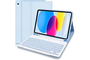 LIELAX Case with Keyboard for iPad 11th 10th Generation, Slim 11 inch Case with Bluetooth UK layout Keyboard,Detachable Keyboard Case with Pencil Holder for iPad 11-inch A16 2025 10th Gen 10.9 Inch 2022-Blue
