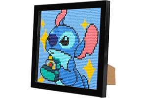 EOBROMD Stitch Diamond Painting Kit for Kids, Anime Art Crafts Kits with Frame, Full Round Drill Diamond Art Kits, Diamond Painting Art Crystal Rhinestone Art Craft for Gifts 18x18cm
