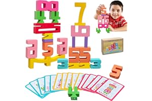 DONCIETY 20 Stück Wooden Number Blocks, Zahlenbausteine ​​aus Holz, Number Building Blocks, Montessori Spielzeug ab 3 Jahre, Holznummer Bausteine, Holz Zahlenblock Spielzeug Set für Jungen und Mädchen
