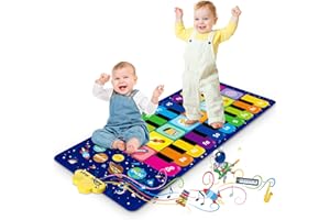 RenFox Alfombra Musical, Alfombra de Piano para Niños, Alfombrilla de Baile, Alfombra para Piano con 8 Instrumentos, 10 Canciones y 20 Teclas, Regalos para Niños Niñas de 1 a 5 Años (120 x 48 cm)