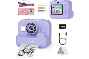 ASTGMI Camara de Fotos instantaneas,12MP selfi Camara instanea,1080P 2,4''HD Video Camara Fotos Infantil para niños con Tarjeta SD de 32GB,Regalos comunion para niñas de 3 a 12 años Cumpleaños Navidad