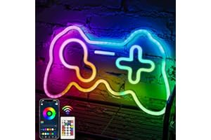 Tosakey Neon Sign, Game Neon Light Sign with Bluetooth App and Remote Control RGB Music Sync Color Changing Lights for Bedroom Decor Game Room Gift for Girl Boy Birthday Christmas Party