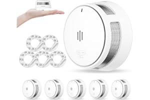 WISUALARM Rauchmelder, 10 Jahre Batterie, Rauchmelder für Zuhause, Feueralarm mit Stummschaltfunktion aus der Ferne, große Test-/Stummschalttaste, konform mit EN14604 (5 Stück)