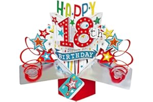 Second Nature Pop Ups Kartka urodzinowa Pop Up z napisem "Happy 18th Birthday" i gwiazdami