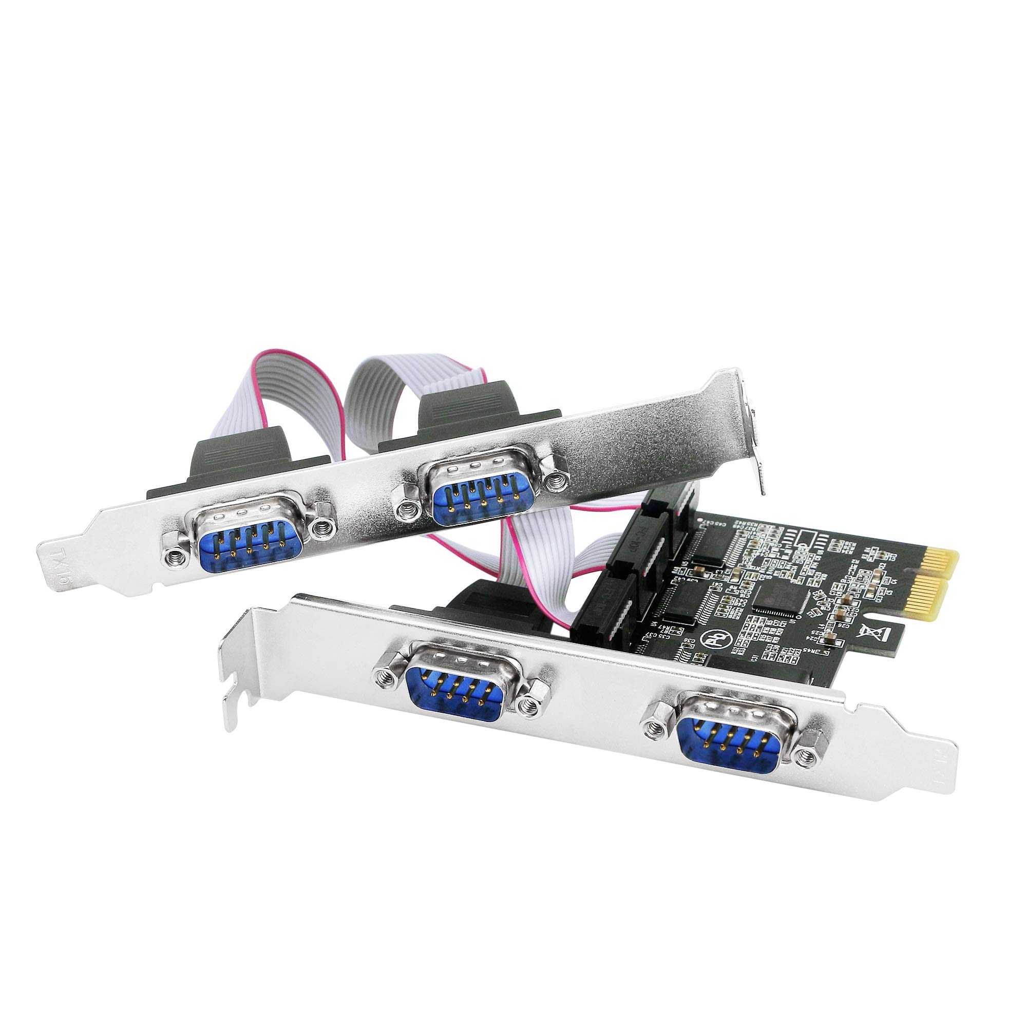 CERRXIAN 4 Port PCI-E RS232 Serial Adapter Card, PCI-E Serial Expansion Card, RS232 PCI Express x1 Serial DB9 COM Expansion Card for PC