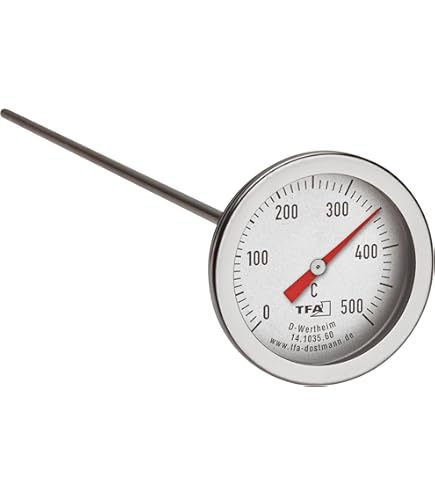 TFA Dostmann Analogue stainless steel thermometer up to 500 °C, 14.1037.60, suitable for pizza oven, stone oven, wood oven or grill/smoker, with cable probe, spare part or accessory, silver TFA Dostmann Analogue stainless steel thermometer up to 500 °C, 14.1037.60, suitable for pizza oven, stone oven, wood oven or grill/smoker, with cable probe, spare part or accessory, silver
