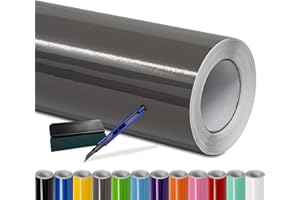 Folindo® Autofolie Nardo Grau Glanz (12€/m²) | 200 x 152 cm | + Rakel & Cutter | Selbstklebende Luftkanal Folie zur Auto Folierung | Blasenfrei