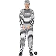 Smiffys Convict Costume, Black & White with Shirt, Trousers & Hat, Cops & Robbers Fancy Dress, Adult Dress Up Costumes