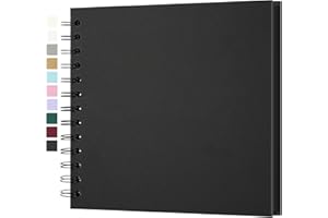 Yopih Album Photo Scrapbooking DIY 18x18 cm Papier Kraft Rigide avec 20 Feuilles, Livre de Souvenirs Photographiques pour Familles et Mariages, Noir
