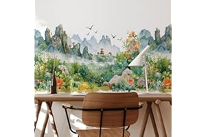 Runtoo Mountain Wall Art Kalkomanie las las drzewo kwiaty odklej i naklej naklejki ścienne salon sypialnia przedszkole wystrój domu