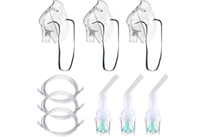 XIZAO Lot de 3 accessoires de nébulisation avec embouchures, masques pour adultes, tasses de 2 m, tuyau de 2 m, masque à oxygène, accessoires pour adultes, sans phtalates, sans latex