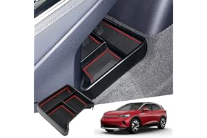 ‎GAFAT GAFAT V W ID.4 2021-2024 2025 Mittelkonsole Aufbewahrungsbox, ID4 2023 Organizer Tray Handschuhfach Unten die Mittelkonsole, Kompatibel mit VW ID.4 Zubehör (Rot)