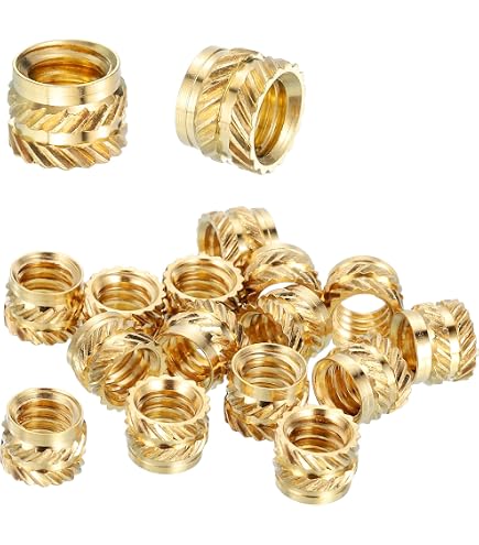PATIKIL 20-Pack 1/4-20 Threaded Brass Knurled Inserts – Heat-Set Nuts For 3D Printing, Plastic Components, And Injection-Molded Parts (12.7mm X 8mm)