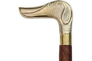 NAUTICAL REPLICA HUB Bastone da passeggio in legno vintage con manico in ottone lucido