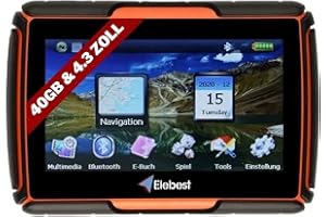 Elebest Rider W4 – Motorrad & PKW Navigationsgerät | 4,3 Zoll Display, Handschuhbedienung, Blitzerwarnung, kurvige Routen & lebenslange Kartenupdates