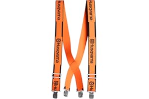 Husqvarna Hosenträger mit Metallclips – verstellbare orangefarbene Arbeitshosenträger für Kettensägenhosen, Forst- und Outdoor-Arbeitsbekleidung, mit langlebigem Komfort und sicherem Sitz