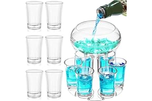 TRANSPLANT Distributore di Bevande con 6 Bicchierini - Novità Articoli per Feste, Bar - Distributore e Supporto per Bicchierini per Bevande e Vino, Liquore(Trasparente)