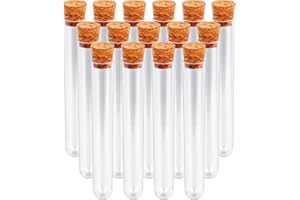 MOZEAT LENS Plastic Test Tubes with Lids, 15x100mm (15ml) Clear Vials with Seal Cap Container Transparent Test Tubes with Cork Stoppers for Jewelry Seed Beads Powder Spice Liquid Storage (15 PCS)