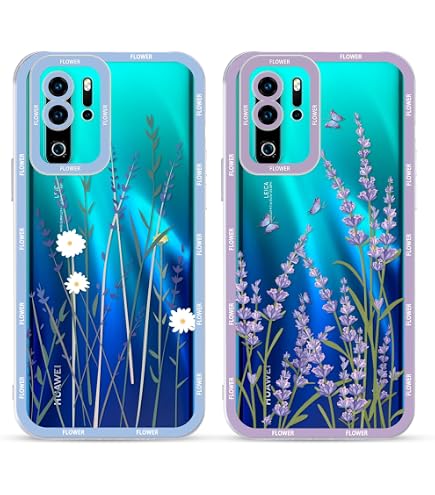 Huawei P20 Lite Hülle Mit Getrockneten Blumen – Transparent, Glitzernd, TPU Silikon, Ultra Dünn, Stoßfest, Inkl. Stylus-Stift, Rosa