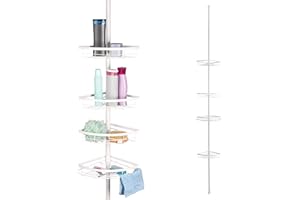 bremermann Teleskopowy regał narożny, 4 kosze, drążek teleskopowy do maks. ok. 290 cm (biały)