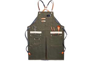 FAYENGAN Grembiule Saldatore Professionale in Pelle con Tasche per Utensili. Grembiule Uomo da Lavoro di Cuoio Molto Resistente per Fabbro o Falegname (Color : Green, Size : XL)