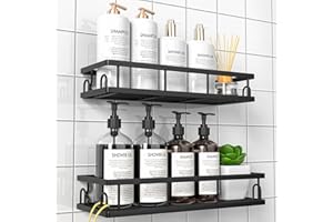 UUlioyer Estanteria Baño, Resistente al Agua y al Oxido, Estanteria Ducha sin Taladro, Organizador Baño para Champú y Gel de Baño, (Negro- 2 Piezas)