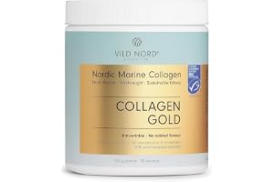 VILD NORD Marint Kollagen Gold - 165 g, 30 Portioner | Hydrolyserade kollagenpeptider typ 1 med vitamin C och jod, för hud, muskler, hår, naglar, leder och ben.