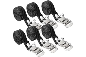PUERHUACI Cinghie Pedale,6 Pezzi Circa 500 mm Piede Pedale Cinghie in Nylon,Scivolo Regolabile Bicicletta Cinghie Pedale per Attrezzi Mountain Bike,Bici da Strada Nero