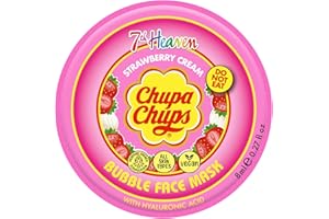 7th Heaven x Chupa Chups Bubble Face Mask (Strawberry Cream) Exfoliating Peel Off Face Mask with Hyaluronic Acid, Vegan - Genuine 7th Heaven Face Masks Skincare