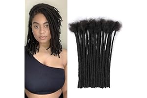 Huarisi 100% Human hair Dreadlocks Extensions for Black Women 12 inch Afro Kinky 30 Strands 0.4cm Real Hair Fashion Handmade Permanent Loc Extensions for Man Black Women (12 Inch, 30 Locs)